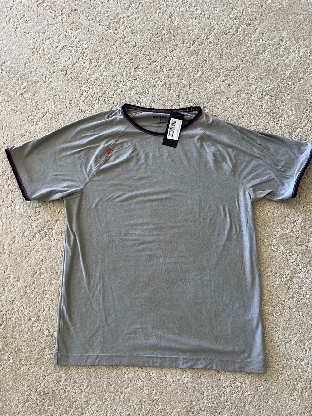 RHONE Gray Short-Sleeve Performance Tee with Trim Accents
